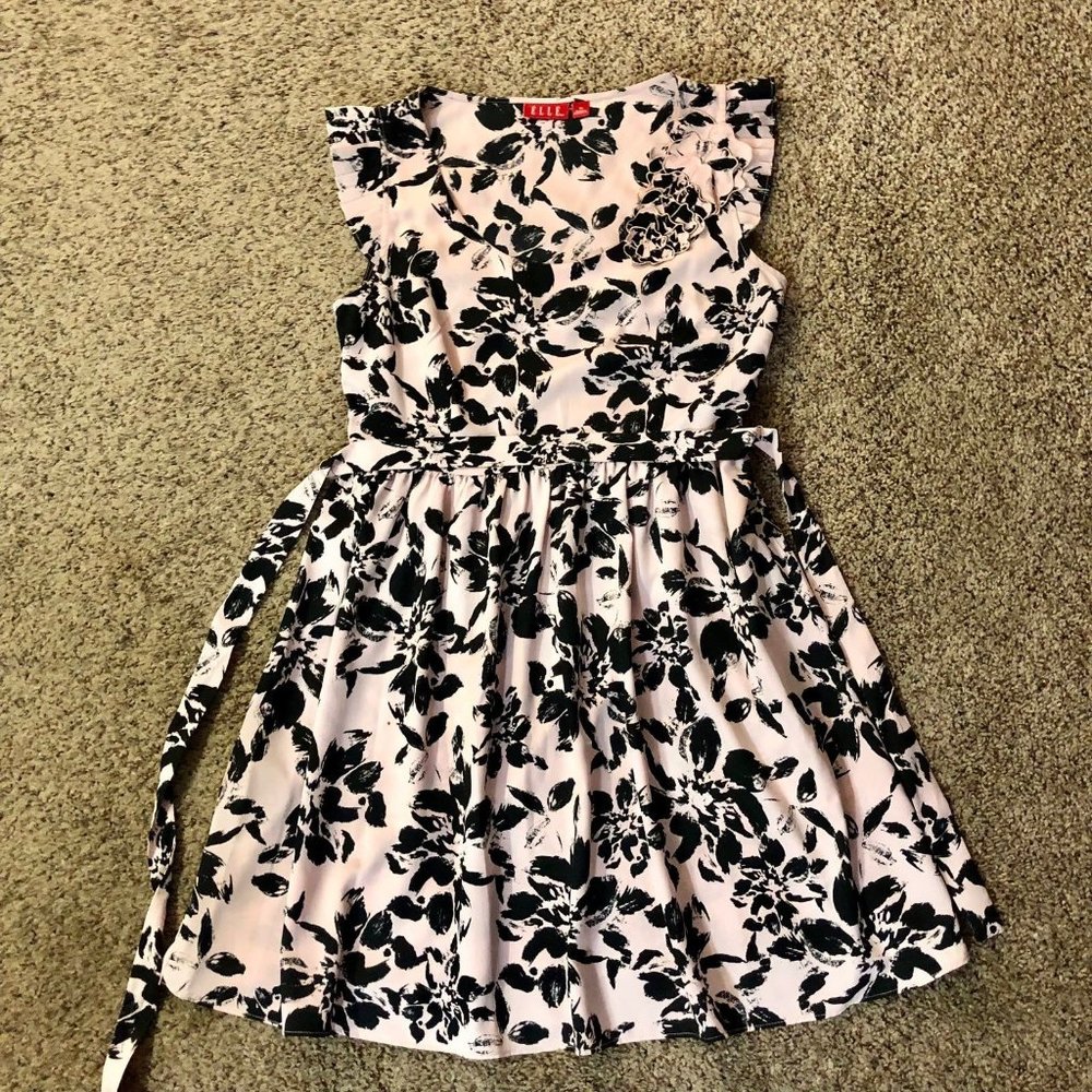 Elle Dress Womens M Used Floral Pink Black - Picture 6 of 12